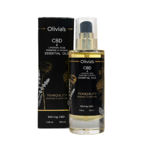 300mg CBD Olivia's Tranquility Massage and Body Oil Front