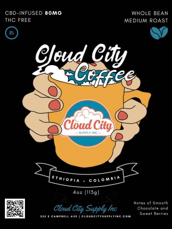 Cloud City 4oz CBD Infused Premium Coffee Front Label