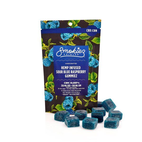 Smokiez Gummies 10ct Sour Blue Raspberry CBDCBN Cloud City Supply