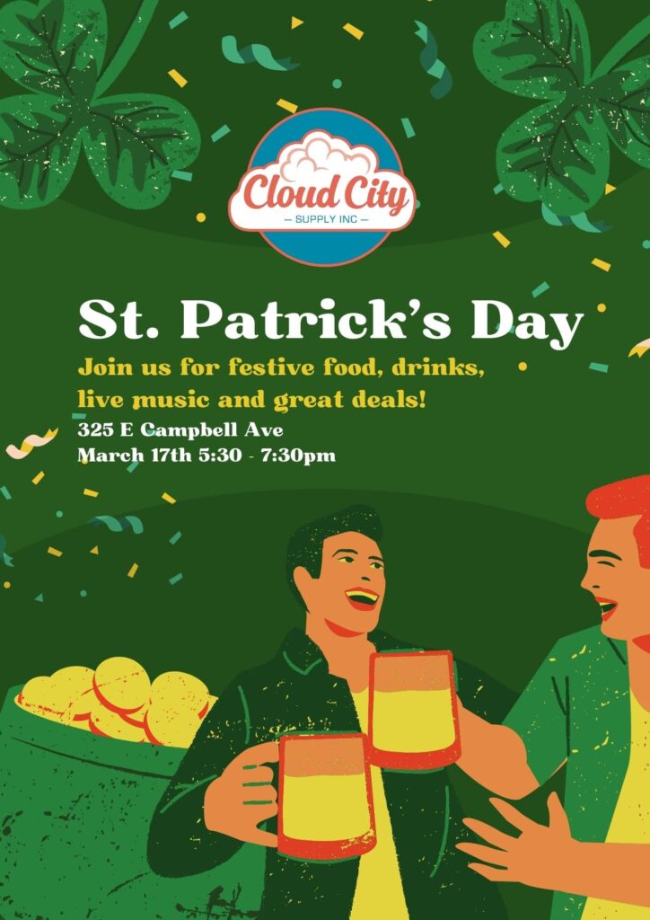 Cloud City St. Patrick's Day Event Flyer 2022