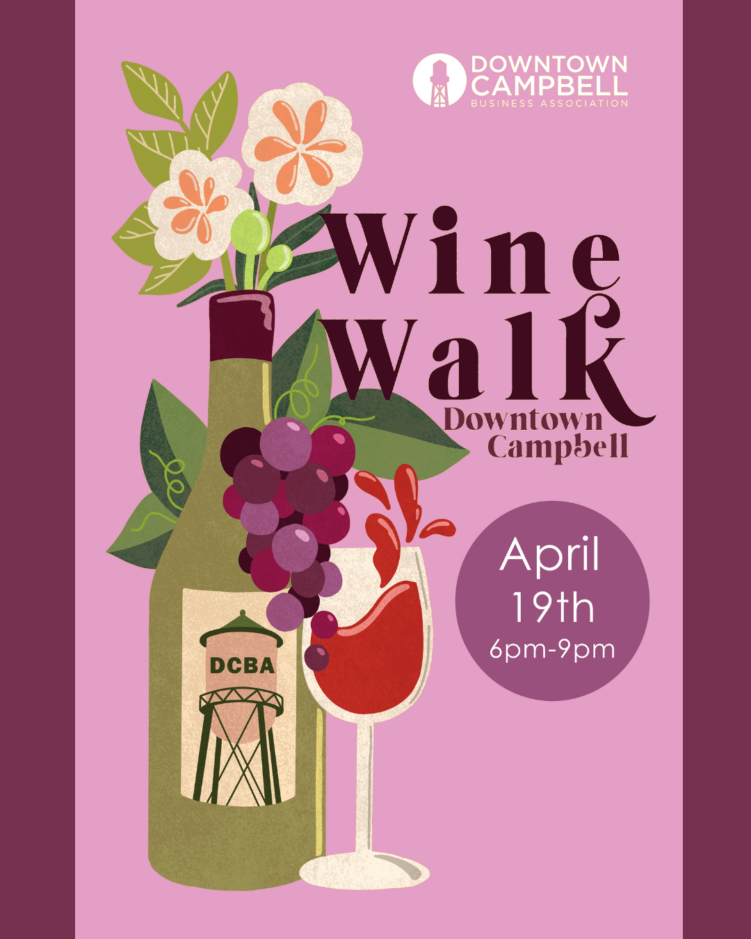 2023 Spring Wine Walk in Downtown Campbell Cloud City Supply