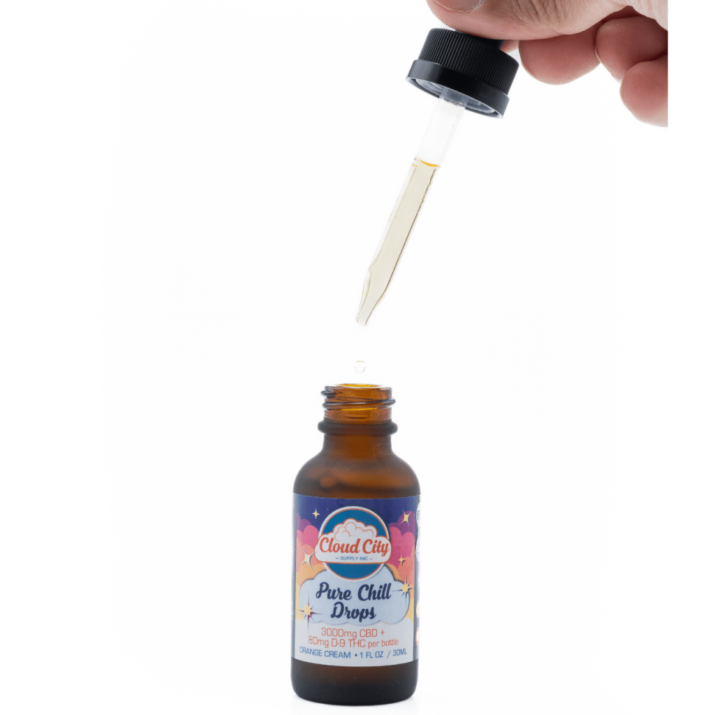 Cloud City Pure Chill CBD + THC Tincture Drops Orange Cream with dropper